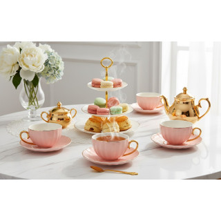 Porcelanowa filiżanka 220ml złoty brzeg elegancja do kawy prezent