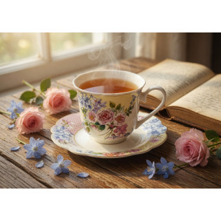 Filiżanka ze spodkiem Kwiaty 250 ml – porcelana do kawy i herbaty